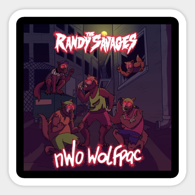 THE RANDY SAVAGES NWO WOLFPAC ALBUM COVER Claire McKinney Art Sticker by Morketiden Productions